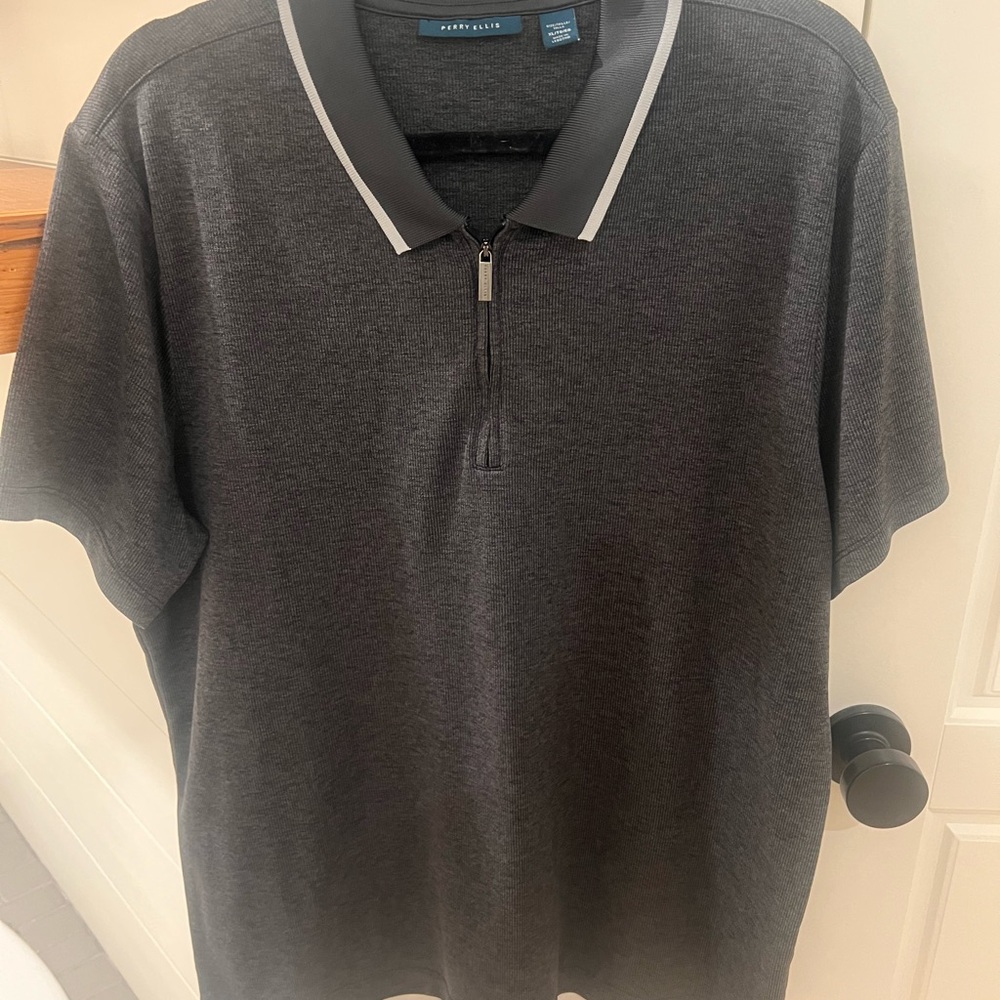 Perry Ellis Men's Dark Gray Polo Shirt